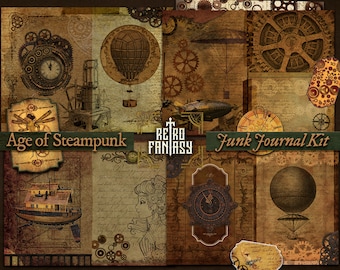 Age of Steampunk Digital Journal Kit • Steampunk Junk Journal • Scrapbooking • Ephemera •  Printable • Instant Download