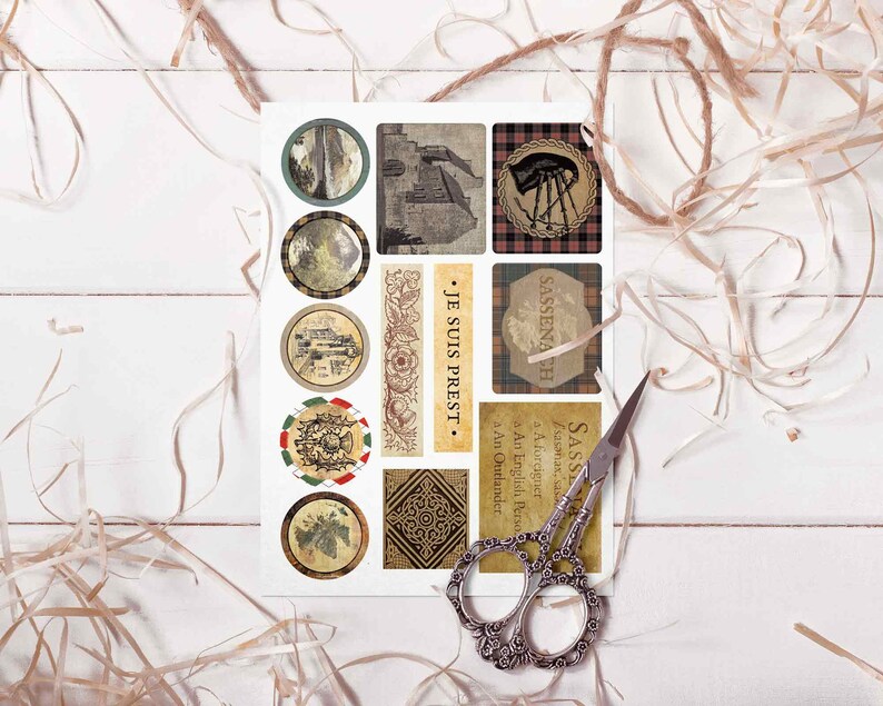 Ein Sassenach in Schottland Extras Kit Schottische Ephemera Kit Scrapbooking Buchliebhaber Scrapbook Kit Schottische Etiketten, Tags & Karten Bild 3