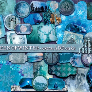 Queen of Winter Extras add on kit • INSTANT Download • Winter ephemera • Fantasy winter • Scrapbook