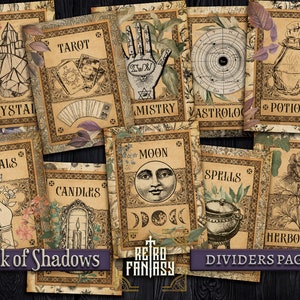 Kit divisori del Libro delle Ombre stampabile • Magia • Copertine BOS • Wicca • Grimorio • Libro degli incantesimi Frontespizi • Download digitale