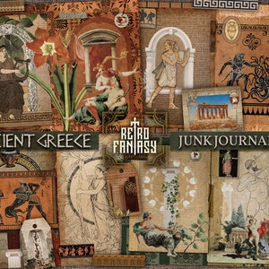 Kit per diario digitale dell'Antica Grecia • Kit per diario greco spazzatura • Scrapbooking • Effimeri