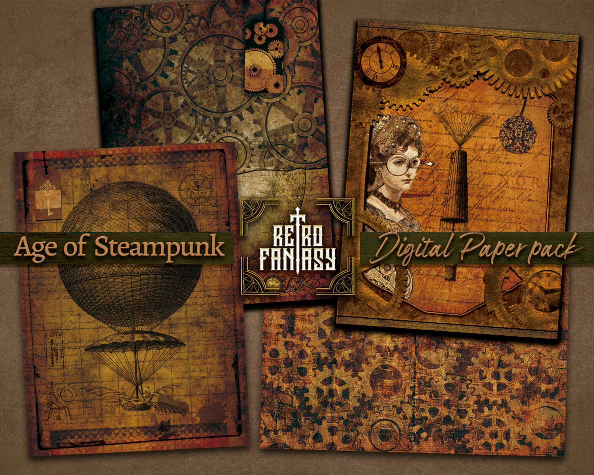 Age of Steampunk Digital Paper Pack • Steampunk Junk Journal ...