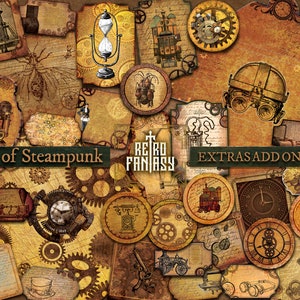 Age of Steampunk Extras add on Kit • Steampunk aesthetic • Scrapbooking • Ephemera • Printable • Instant Download