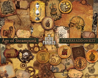 Age of Steampunk Extras add on Kit • Steampunk aesthetic • Scrapbooking • Ephemera • Printable • Instant Download