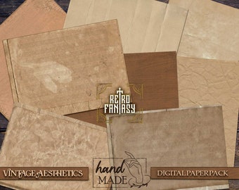 Vintage aesthetic Printable Handmade Paper pack • INSTANT Download • Vintage paper textures • Junk journal pages • Handmade with love