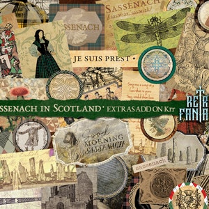 Een Sassenach in Schotland Extra's Kit toevoegen • Schotse Ephemera Kit • Scrapbooking • Bookish Scrapbook Kit • Schotse labels, Tags &kaarten