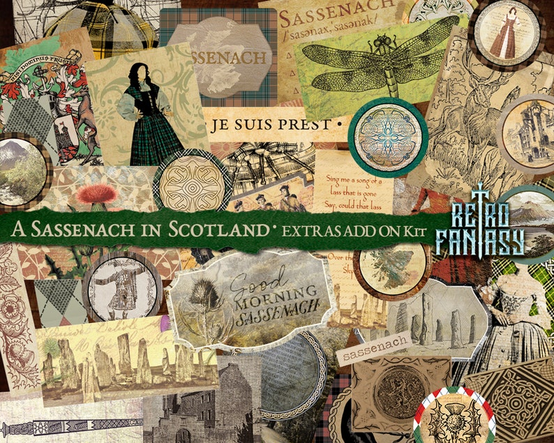 Ein Sassenach in Schottland Extras Kit Schottische Ephemera Kit Scrapbooking Buchliebhaber Scrapbook Kit Schottische Etiketten, Tags & Karten Bild 1