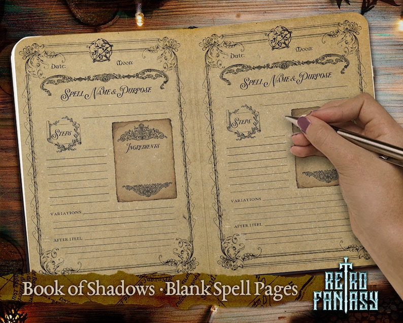 Book of Shadows Spell Template Page Printable Spell Blank | Etsy