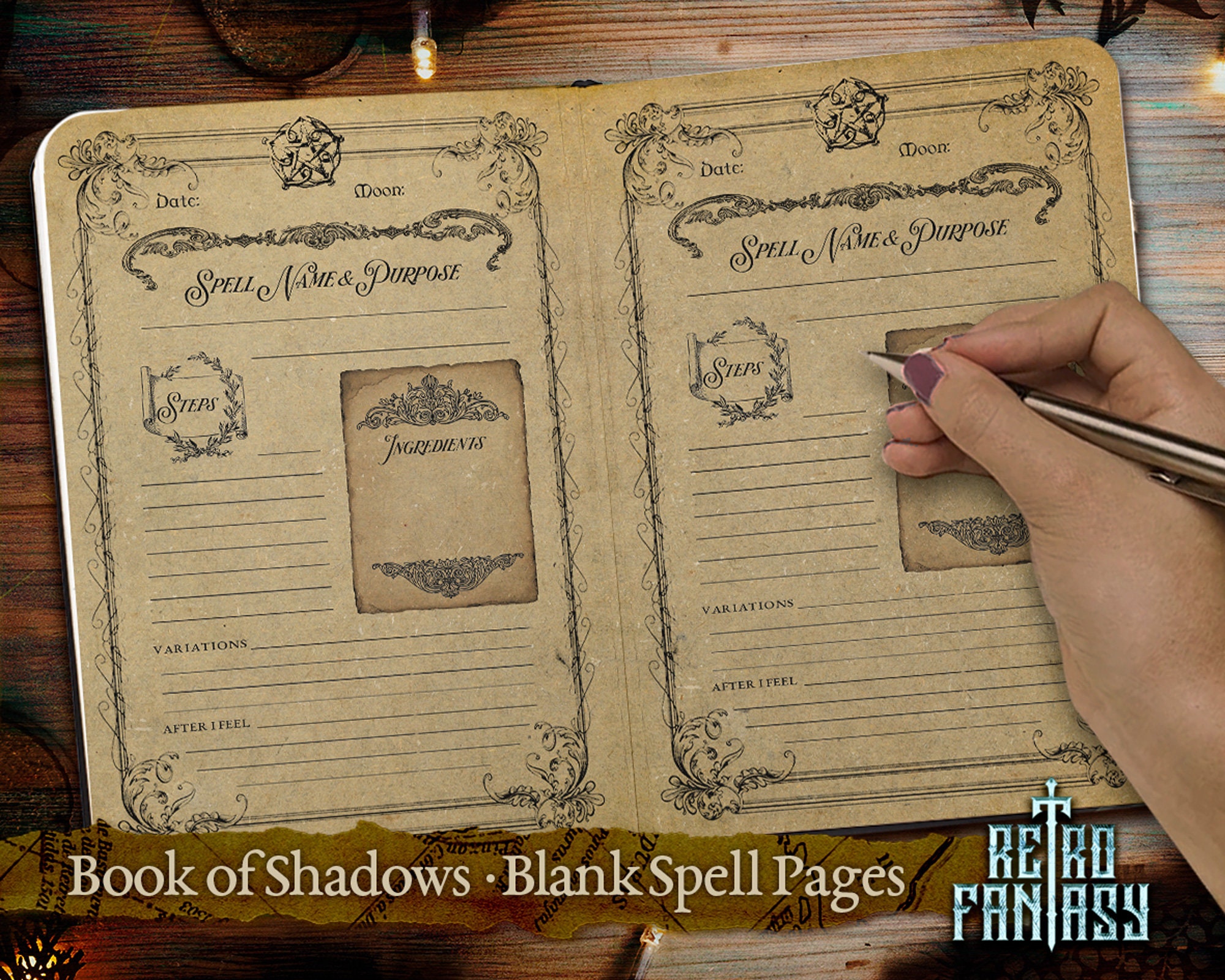 Book Of Shadows Spell Template Page Printable Spell Blank Etsy
