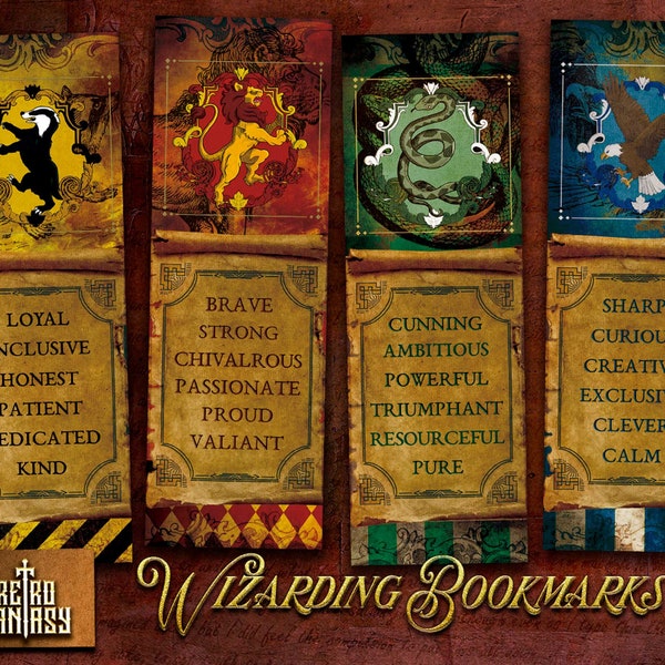 Wizarding School Houses Signets imprimables • Ensemble de 4 • Assistant Bookmakers •