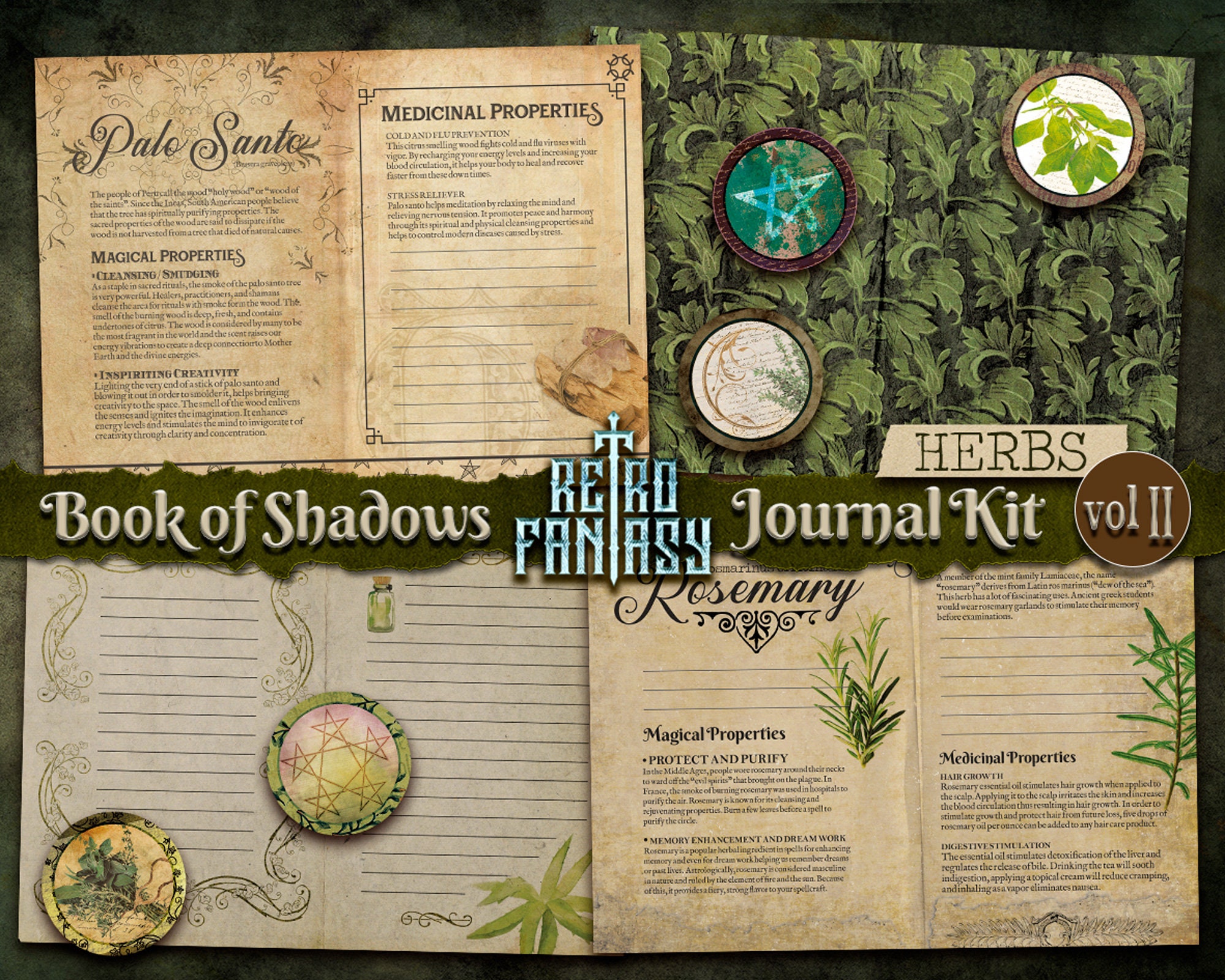 Book of Shadows Vol II Herbs Junk Journal Kit Printable - Etsy