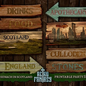 A sassenach in Scotland Party Decor • Set 8 Printable Signs • Scottish party • Scotland decor • Birthday deco