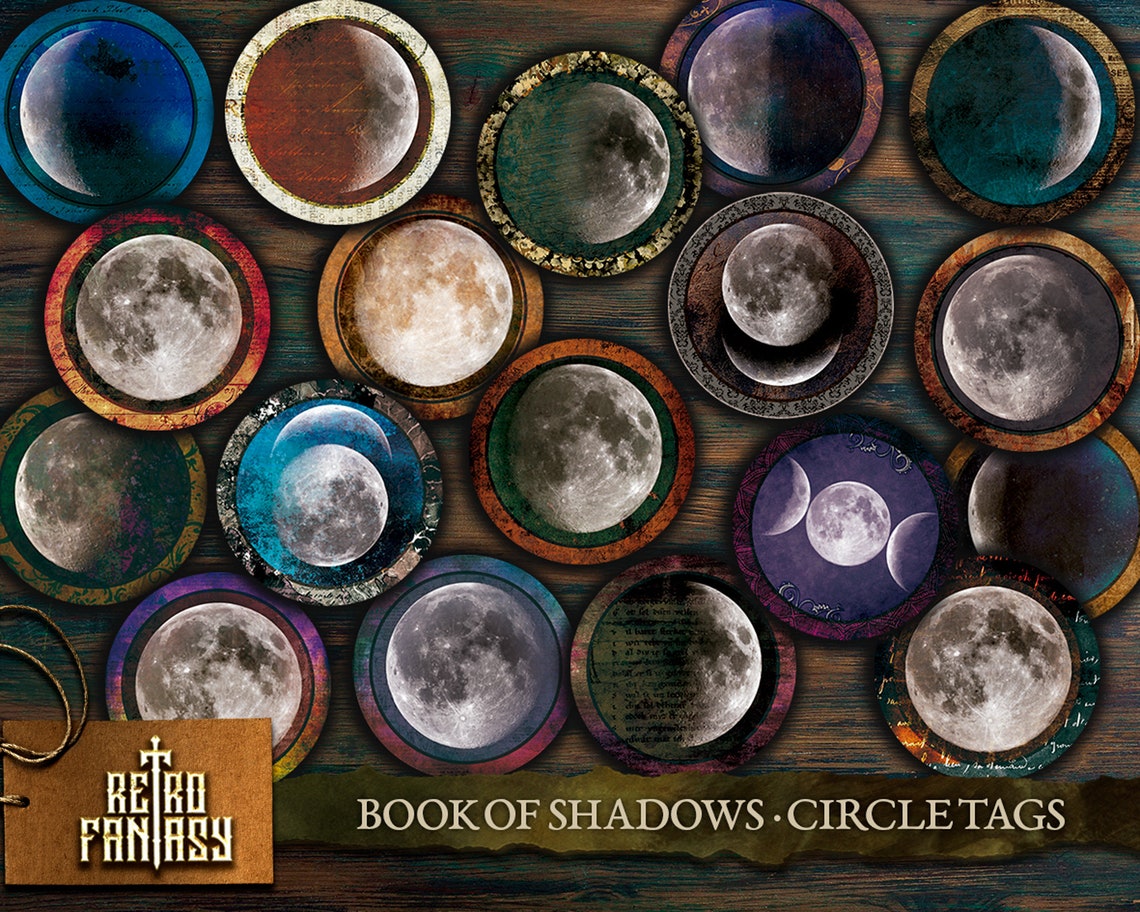Printable Book Of Shadows 18 Moon Phases Circle Tags Magic Etsy