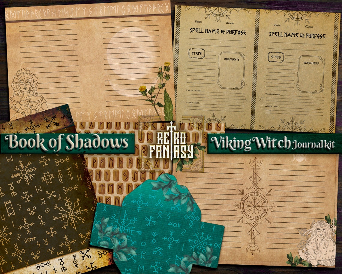 Book of Shadows VIKING Witch Junk Journal Kit Printable - Etsy