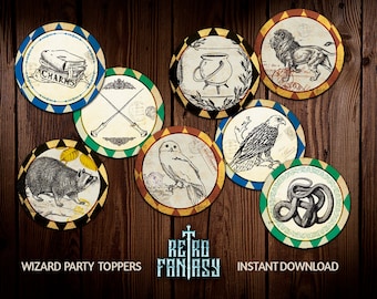 Printable Wizarding School Circle tags • Scrapbooking Wizard toppers • Instant Download • Wizarding journal Scrapbooking