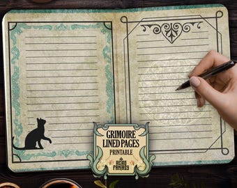 Printable Blank Book of Shadows Pages • Vintage Page • Scrapbook Journal • Wicca pages • Junk Journal Pages • Grimoire • Witchy pages