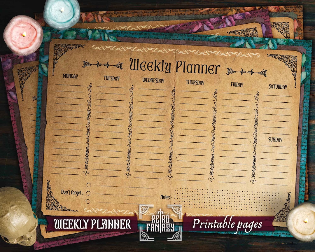 Printable Weekly Planner in 3 Different Colors • Magic • Wicca ...