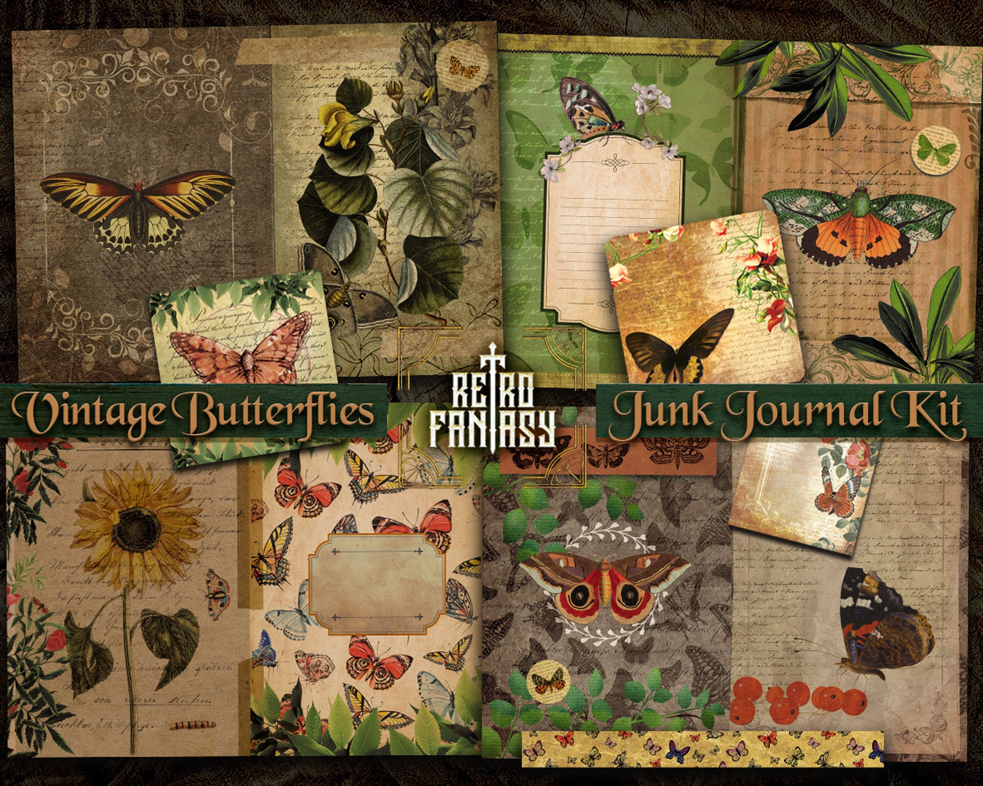 Vintage Butterflies Digital Journal Kit • Butterfly Junk Journal Kit ...