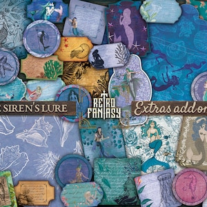 Die Sirene Lure Extras hinzufügen auf Kit • Meerjungfrau Ephemera • Scrapbooking • Fantasy Ephemera Kit • Fantasy Meer • digitale Ephemera Kit