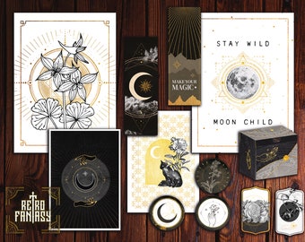 Wicca Digital Set • Wall Art + Crystal Box + Cards + Bookmarks + Circle tags and labels • Witchy set • Grimoire • Book of shadows • Spells