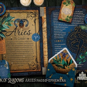 Páginas imprimibles de ARIES y efímeras • Libro de las Sombras • ZODIACO • Páginas de Wicca • Páginas de diario basura • Grimorio • Páginas de brujas • ASTROLOGÍA