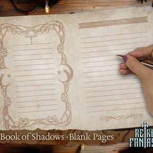 Book of Shadows Blank Pages • Moon • Cat • Journal pages • Magic • Wicca • Journal Pages • Grimoire • Book of spells • Antique pages