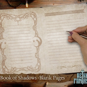 Book of Shadows Blank Pages • Moon • Cat • Journal pages • Magic • Wicca • Journal Pages • Grimoire • Book of spells • Antique pages