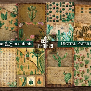 Cactus & Succulents Garden Digital Paper Pack • Imprimable • Téléchargement INSTANTANÉ • Garden Journal | | floral journal Album botanique