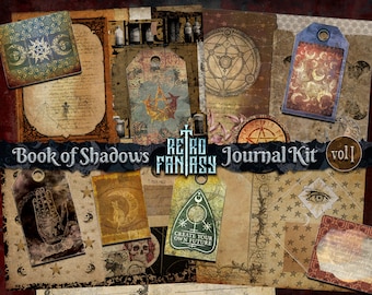 Book of Shadows Junk Journal Kit Printable • TEMPLATE for spells for FREE! • Magic • Wicca • Journal Pages • Grimoire • Book of spells