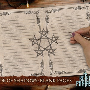 Páginas em branco para imprimir do Livro das Sombras • Página vintage • Diário de recortes • Páginas de Wicca • Páginas de diário de lixo • Grimório • Páginas de bruxaria
