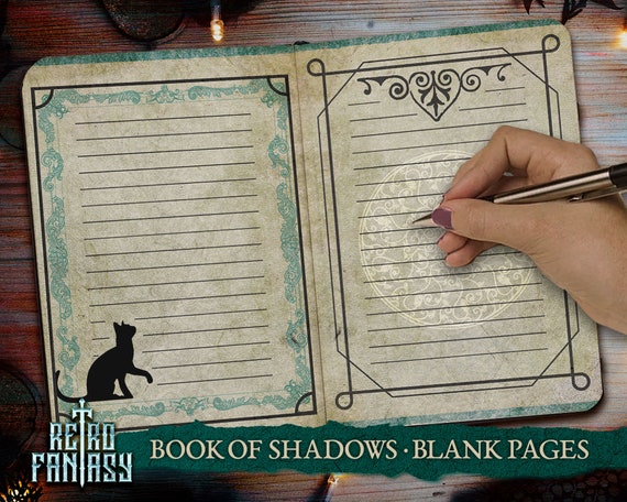 Printable Blank Book of Shadows Pages • Vintage Page • Scrapbook Journal •  Wicca pages • Junk Journal Pages • Grimoire • Witchy pages