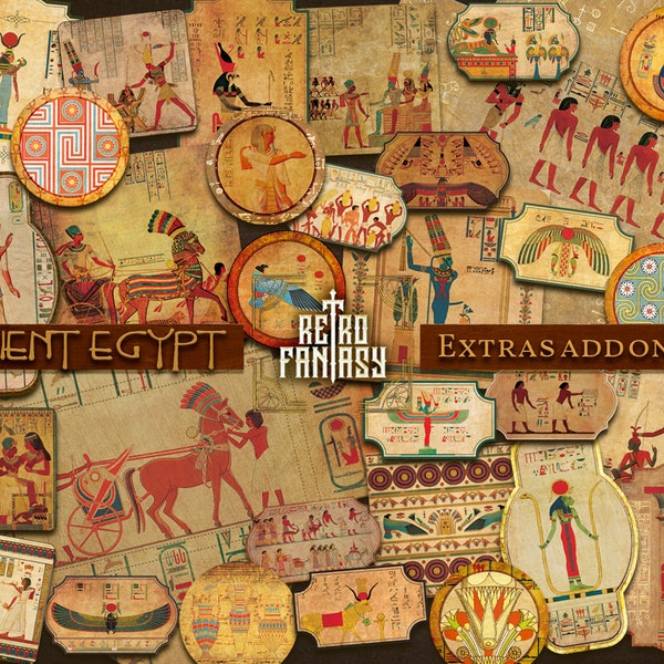 Ancient Egypt Extras add on kit • Digital Ephemera • Egypt Junk Journal Kit • Scrapbooking • Ephemera