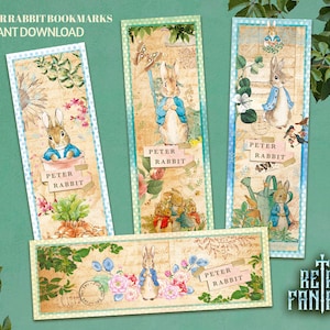 Printable Peter Rabbit Vintage Bookmarks | Shabby Chic Peter Rabbit Bookmarks | Instant Download | Peter Rabbit birthday baby shower