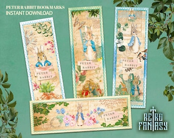 Printable Peter Rabbit Vintage Bookmarks | Shabby Chic Peter Rabbit Bookmarks | Instant Download | Peter Rabbit birthday baby shower