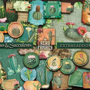 Cactus &Succulents Extras ajouter sur Kit Imprimable • Téléchargement INSTANTANÉ • Jardin Éphémère | Étiquettes, étiquettes et enveloppes | Botanics Scrapbook