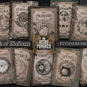 Kit de divisores do Dark Book of Shadows para impressão • Magia • Capas BOS • Wicca • Grimório • Livro de feitiços Páginas de título • Download digital