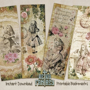 Printable Alice im Wunderland Lesezeichen | Shabby Chic Alice Lesezeichen | Sofortdownload | Alice im Wunderland Geburtstag