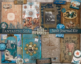 Fantastic Sea Junk Journal Kit with EXTRAS • Digital Download • Scrapbooking • Fantasy Journal Kit • Sea creatures • Ocean
