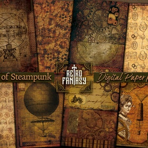 Age of Steampunk digital Paper pack • Steampunk Junk Journal • Scrapbooking • Ephemera • Printable • Instant Download