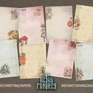 Druckbare Alice im Wunderland Journal Writting Papiere | Alice Shabby chic Journal | Vintage Papier | Scrapbook | Alice im Wunderland Party