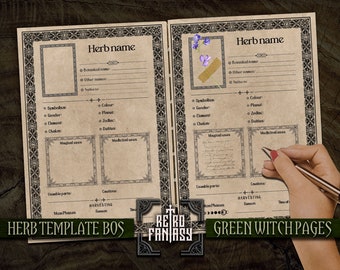 Herbs template  • Printable Grimoire pages • Magic • Wicca • Journal Pages • Book of Spells • Antique Pages • Book of Shadows