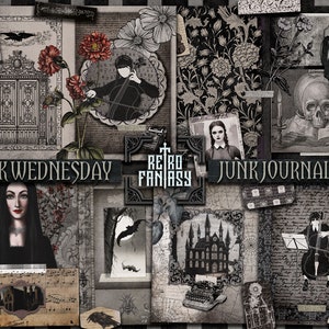 Dark Mittwoch Printable Journal Kit mit EXTRAS • SOFORTIGER Download • Gothic Journal • Dark Journal Seiten • Scrapbook • Halloween