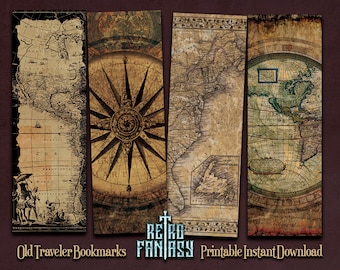 Old Traveler Vintage Bookmarks | Vintage Maps Printable  Bookmarks | Instant Download | Scrapbook | Junk Journal bookmark
