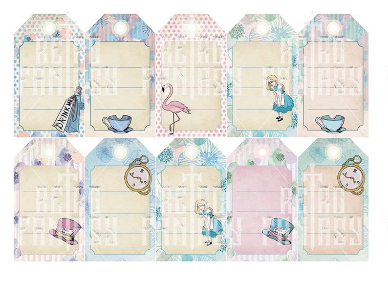 Alice in wonderland Vintage Tags