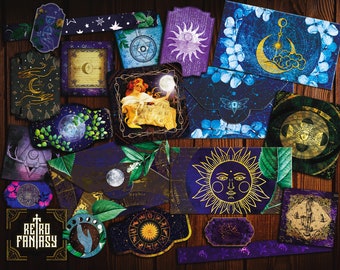 Astrology Witch Ephemera kit • WITCHCRAFT • Magic • Wicca • Grimoire • Zodiac • Instant download • Scrapbook • Book of shadows