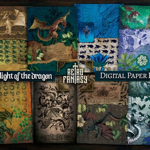 The flight of the dragon paper pack Digital Kit Printable | INSTANT Download | Dragons Journal | Medieval Journal | Scrapbook | Junk Journal