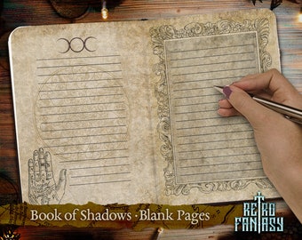 Book of Shadows Blank Pages • Magic • Wicca • Journal Pages • Grimoire • Book of spells • Antique pages