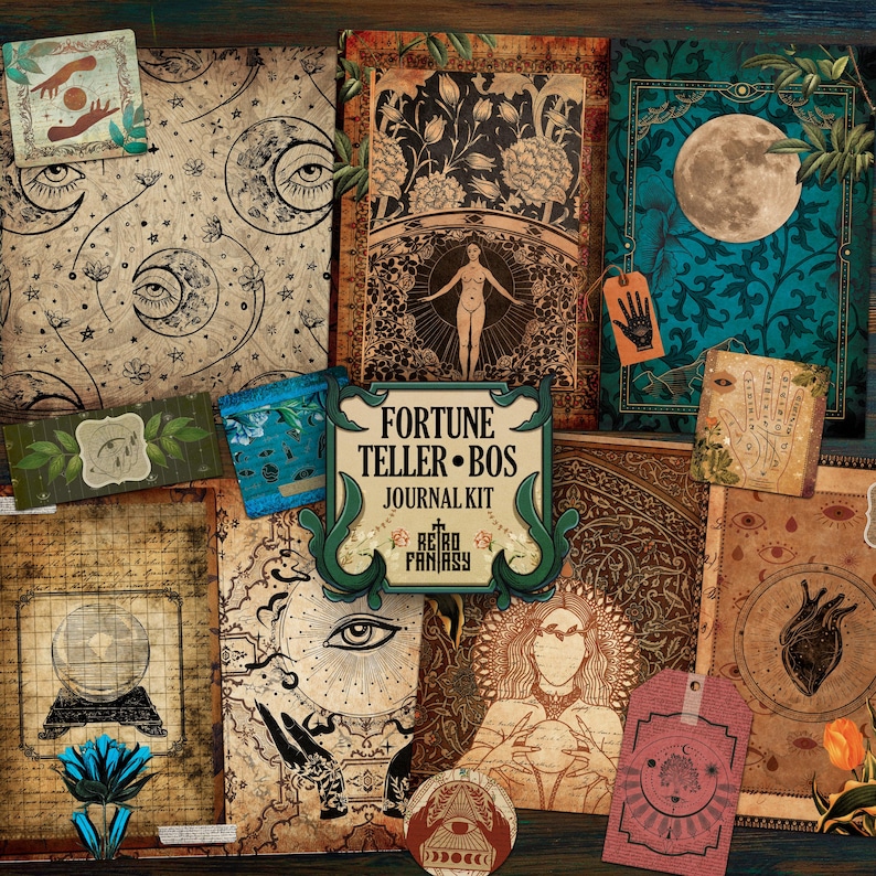 Book of Shadows Fortune Teller Junk Journal Kit Printable • TEMPLATE ...