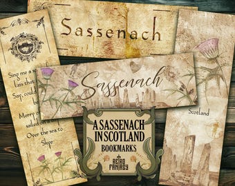 Printable Sassenach Vintage Bookmarks | Shabby Chic Sassenach Bookmarks | Instant Download | Sassenach | Scottish | Scotland gift | party