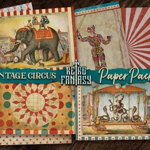 Vintage circus Printable paper pack | INSTANT Download | Vintage circus Journal | Carnival Journal | Fantasy Scrapbook